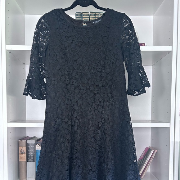 Perceptions New York Black Lace Overlay 3/4 Sleeve Women’s Classy Dress Sz Small - Picture 3 of 11